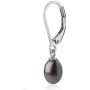 Sterling Silver Genuine Freshwater Cultured Peacock 7-8mm Drop Pearl Dangling Leverback Earrings