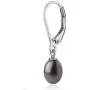 Sterling Silver Genuine Freshwater Cultured Peacock 7-8mm Drop Pearl Dangling Leverback Earrings Sterling Silver Genuine Freshwater Cultured Peacock 7-8mm Drop Pearl Dangling Leverback Earrings