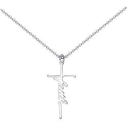 Jewenova 4Pcs Faith Cross Necklace for Women Blessed Hope Grace Pendant Necklaces Religious Jewelry Christian Cross Necklace Set Inspirational Faith Gifts for Women with Meaning Card