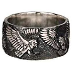 Eagle Ring for Men, Norse Viking Flying Eagle Rings, Branches Pattern Ring, Vintage Hawk Eagle Totem Amulet Ring, Punk Animal Eagle Jewelry Gift for Men Boys