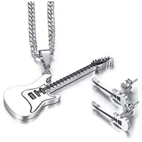 MPRAINBOW Guitar Music Player Stainless Steel Lover Pendant Necklace Jazz Jewelry for Men Women MPRAINBOW Guitar Music Player Stainless Steel Lover Pendant Necklace Jazz Jewelry for Men Women