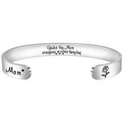 BTYSUN Mothers Day Bracelets Gifts for Mom from Son Daughter Inspirational Gifts for Wife Cuff Bangle Mom Bracelet Personalized Jewelry Mantra Quotes Engraved