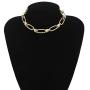N/Q 14K Gold Silver Plated Chunky Link Choker Necklace Bracelets for Women Girls Jewelry Set Gothic Oval Rectangle Geometric Paperclip Chain Bracelets
