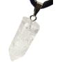 Steampunkers USA Hexagon World - 22mm Bullet Point Clear Quartz White - 20-22 Inch Adjustable Black Cord – Crystal Gemstone Collectibles Carved Necklace Handmade Charm
