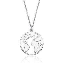 Sterling Silver Dainty Necklace, World Map Bee Sunflower Vine Bar Necklace for Layering