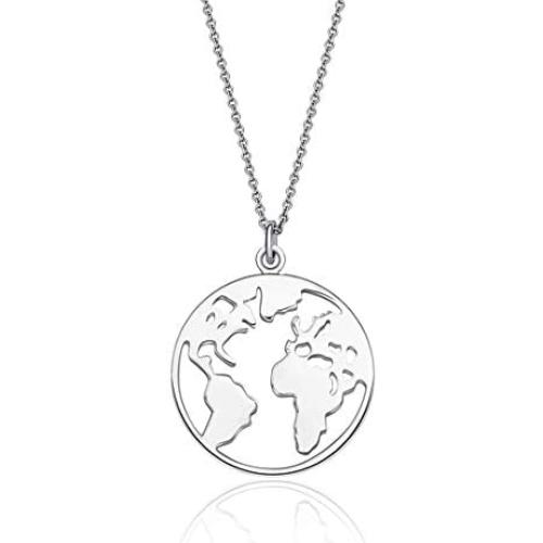 Sterling Silver Dainty Necklace, World Map Bee Sunflower Vine Bar Necklace for Layering