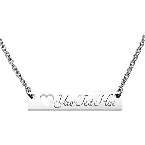 Fanery Sue Personalized Custom Engraved Name 316L Stainless Steel Horizontal Bar Necklace Fanery Sue Personalized Custom Engraved Name 316L Stainless Steel Horizontal Bar Necklace
