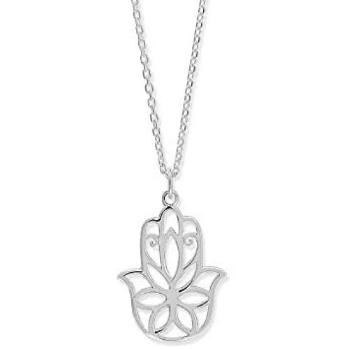 Boma Jewelry Sterling Silver Hamsa Hand Necklace, 18 Inches