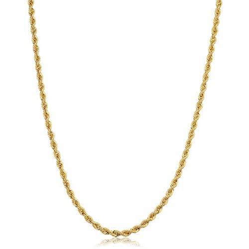 KoolJewelry Men Women 10k Yellow Gold 1.5MM 1.8MM 2.6MM 3.2MM 3.8MM 4.8MM Rope Chain Necklace 16-30 Inch