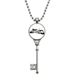 OFFbb-USA Metro Bus Aircraft Navigation Pendant Vintage Necklace Silver Key Jewelry