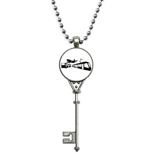 OFFbb-USA Metro Bus Aircraft Navigation Pendant Vintage Necklace Silver Key Jewelry