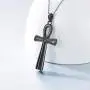 PDTJMTG Ankh Urn Necklace Black Sterling Silver Coptic Necklace for Keeping Human Ashes