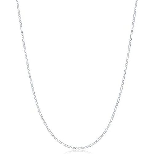 NYC Sterling Authentic Solid Sterling Silver Figaro Link .925 ITProLux Necklace Chains 1MM - 7.5MM, 16'' - 30'', Made in Italy, Men & Women, (18, 1MM)……