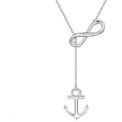 Annis Munn Anchor Infinity Pendant Women Necklace 925 Sterling Silver Women Jewelry Y shaped Adjustable Necklace for Teen Girls Best Gift for Her