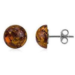 Sterling Silver Honey Amber Stud Earrings