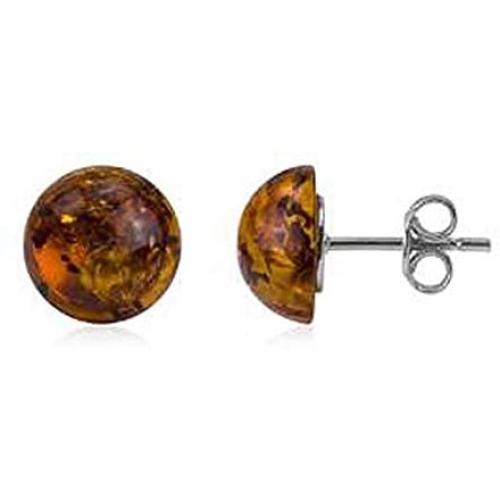 Sterling Silver Honey Amber Stud Earrings