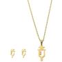 XIAOLI Gold-Tone Syringe Bible Cross Necklace Earrings Set Two Styles
