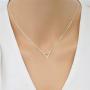 Yfe Olbye Triangle Pendant Necklace Silver Hammered Triangle Necklace Choker Minimalist Necklace for Women and Girls (Shorter Choker 2)