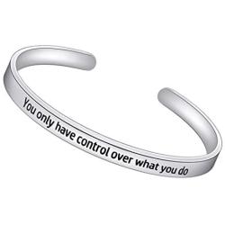 Myjewel Inspirational Bracelets Stainless Steel Cuff Bangle Gifts for Women, Men Teens Girls -Motivational Mantra Quote Inspirational Jewelry for Friendship Encouragement with Gift Box.
