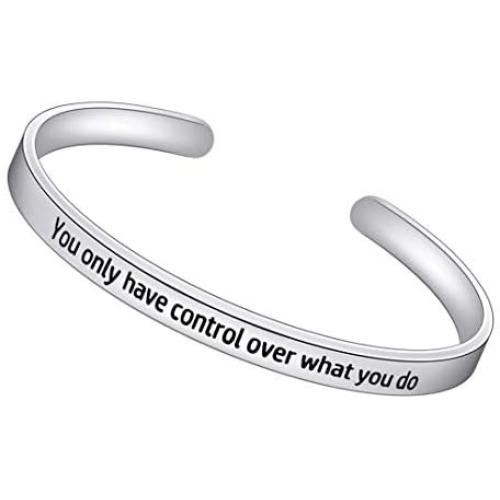 Myjewel Inspirational Bracelets Stainless Steel Cuff Bangle Gifts for Women, Men Teens Girls -Motivational Mantra Quote Inspirational Jewelry for Friendship Encouragement with Gift Box.