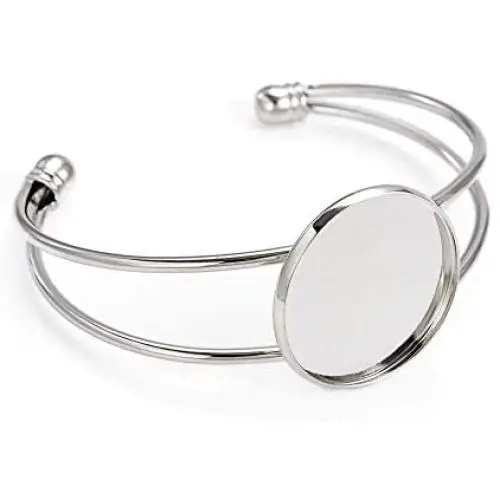 ZX Jewelry 5pcs/lot Fit 1 Inch Round Cabochon Bezel Tray Blank Bangles Bracelets for Men and Women ZX Jewelry 5pcs/lot Fit 1 Inch Round Cabochon Bezel Tray Blank Bangles Bracelets for Men and Women