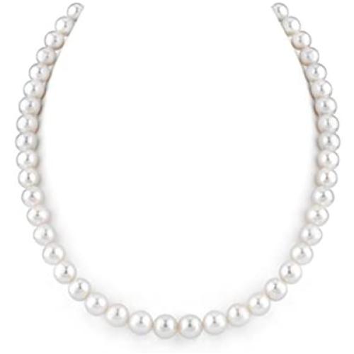 Natural AAA+ Quality Round White Cultured Freshwater Pearl Necklace Jewelry for Women Girls Anniversary Birthday Mother Christmas Gifts