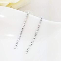 SELOVO Statement Dangle Chain Line Earrings Clear Cubic Zirconia Bridal Jewelry