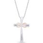 Jewel Zone US White Natural Diamond Accent Infinity Cross Pendant Necklace 14k Gold Over Sterling Silver