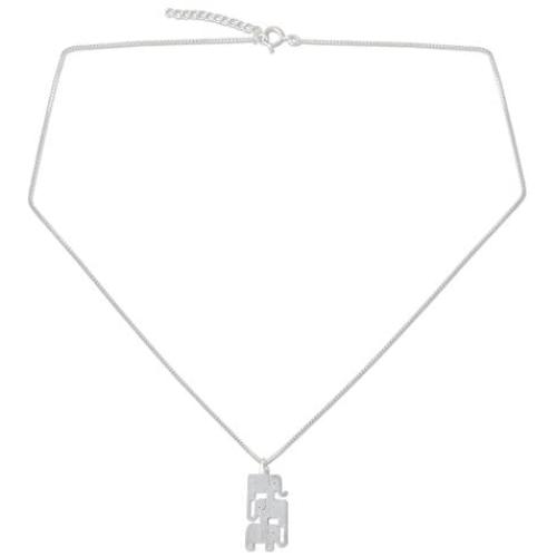 NOVICA .925 Sterling Silver Handmade Pendant Necklace, 18'' with a 1'' Extender, Elephant Stack