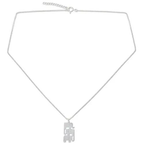NOVICA .925 Sterling Silver Handmade Pendant Necklace, 18'' with a 1'' Extender, Elephant Stack NOVICA .925 Sterling Silver Handmade Pendant Necklace, 18'' with a 1'' Extender, Elephant Stack