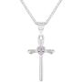 925 Sterling Silver Heart Pink CZ Cross Pendant Necklace Girls Childrens 16''