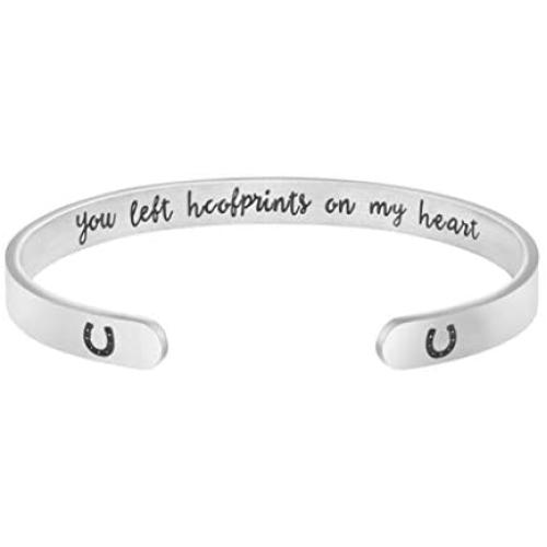 Joycuff Horse Memorial Gifts for Teen Girls Horse Lover Jewelry Sympathy Bracelets for Women Daughter Sister Girlfriend Best Friend Wife Mantra Cuff Bangle Remembrance Gifts