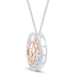 Mothers Day Jewelry Gifts 1/3 Carat CT Natural Diamond Two Tone Open Circle Moon Star Pendant Necklace in 14k Gold Over Sterling Silver (I-J Color, I2-I3 Clarity, 0.33 Cttw)