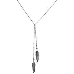 LUX ACCESSORIES Boho Burnished Gold Feather Lariat Sexy-Y Necklace