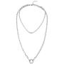 Cross Chain Necklaces For Women,Layered Choker Long Silver Stainless Steel Necklace For Teen Girls Friendship Dainty Best Friend Lock Cute Statement Jewelry