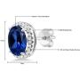 Gem Stone King 925 Sterling Silver Blue Simulated Sapphire Halo Earrings For Women (5.08 Ct Oval 9X7MM)
