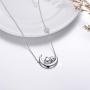 PEIMKO Cute Animal Panda Bear Sloth Cat Unicorn on the Moon Necklace for Grils, 925 Sterling Silver Moon Pendant Necklaces, Birthday Gift for Women Girls