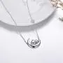 PEIMKO Cute Animal Panda Bear Sloth Cat Unicorn on the Moon Necklace for Grils, 925 Sterling Silver Moon Pendant Necklaces, Birthday Gift for Women Girls