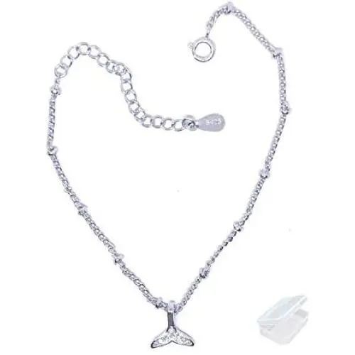 YouU Sterling Silver Mermaid Tail Bracelet Ball Beads Star Chain Bracelets Wrist Jewelry for Women Girls Gift with Transparent Box