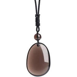 iSTONE Unisex Genuine Round Gemstone Beads Pendant Necklace 16mm Stone Pendant Necklace