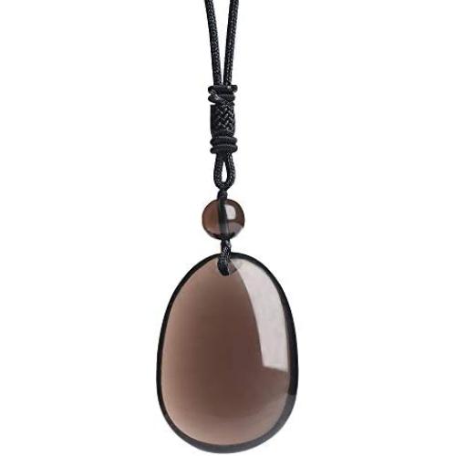 iSTONE Unisex Genuine Round Gemstone Beads Pendant Necklace 16mm Stone Pendant Necklace