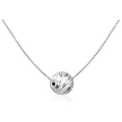 Sea of Ice Sterling Silver Diamond-Cut 10mm Sliding Bead Ball Necklace Pendant Chain Minimalist Jewelry Mothers Day