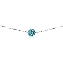 GemStar USA Sterling Silver 8mm Crystal Ball Choker Necklace, Color Options