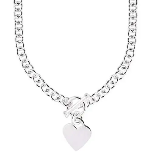 JewelryWeb Italian 925 Sterling Silver Heart Tag Disc Fancy Toggle Necklace - 18 Inch JewelryWeb Italian 925 Sterling Silver Heart Tag Disc Fancy Toggle Necklace - 18 Inch