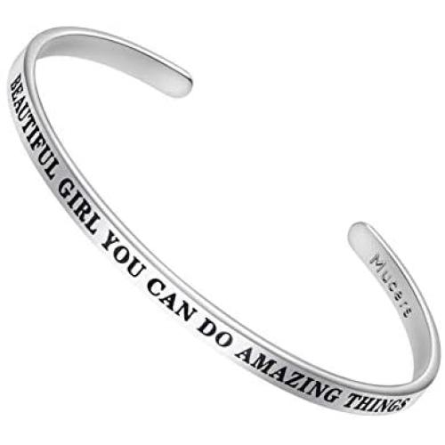 Mucers Gifts for Women, Silver Cuff Bracelets for Women, Inspirational Bracelets for Women, Birthday Gifts for Women