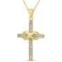 JEWELEXCESS 14K Gold Plated Diamond Cross Pendant Necklace for Women | Assorted Styles: Small White or Black Diamonds, Includes Gold Accent in Heart or Infinity Sign + Chain