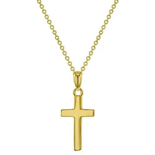 925 Sterling Silver High Polish Plain Cross Pendant Necklace Unisex Children 17'' 925 Sterling Silver High Polish Plain Cross Pendant Necklace Unisex Children 17''