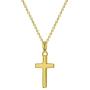 925 Sterling Silver High Polish Plain Cross Pendant Necklace Unisex Children 17''