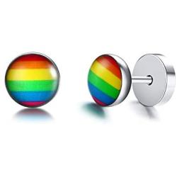 MPRAINBOW Relationship Earrings/Gay Lesibian Studs Earrings/Pride Princess Rainbow Jewelry/Stainless Steel/Love is Colorful