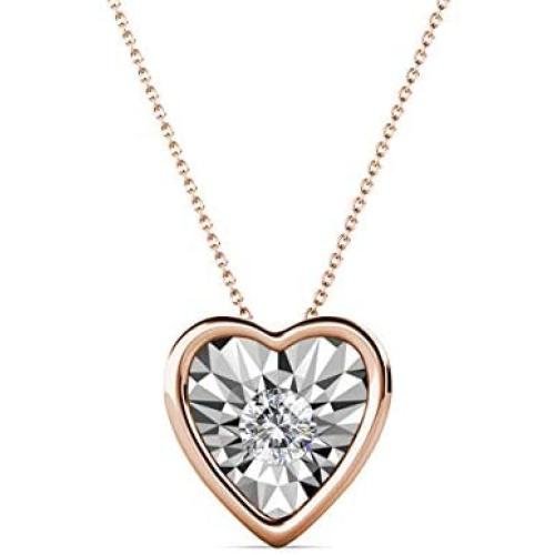 St.Claire Swarovski Crystal 18K Gold Plated Round Necklace 925 Sterling Silver Birthstone Pendant Necklaces for Women Christmas Jewelry Gift